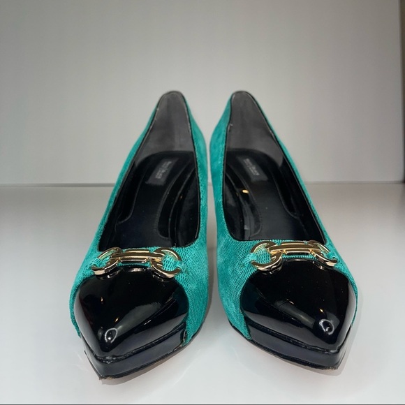 White House Black Market Jade Green Black Pump Heel 9.5 - Picture 8 of 16